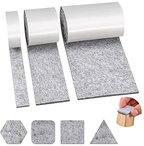 Furniture Pads Floor Protectors,3 Rolls Felt Pads for Furniture Feet Self Adhesive Pads Anti-Slip Chair Leg Floor Protectors Pads Furniture Felt Pads for Table Chair Bed Sofa Legs(Grey)