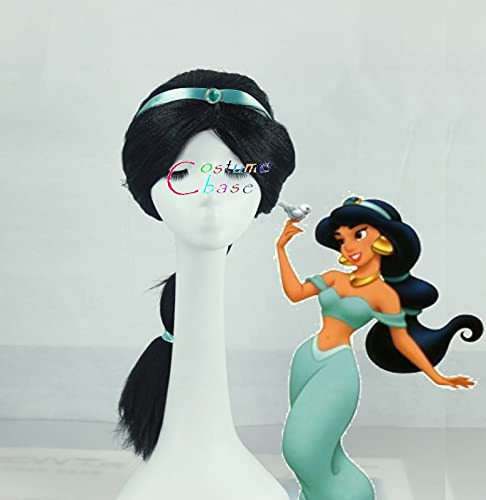 Wig for Aladdin The Magic Lamp Princess Jasmine Black Long Braid Role Play Heat Resistant Synthetic Hair Cosplay + Free Wig Cap