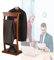 Qcesorib Herrendiener Stummer Diener mit Ablage aus Holz, Garderobe Kleiderständer Damendiener Kleiderstange aus Holz und Metall, Garderobenständer für Kleidung, Jackenbügel