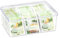 Relaxdays 1 x Teebox, 6 Fächer, 90 Teebeutel, Teedose mit Klappdeckel, Aromaschutz, HxBxT 9 x 21,5 x 14,5 cm, transparent