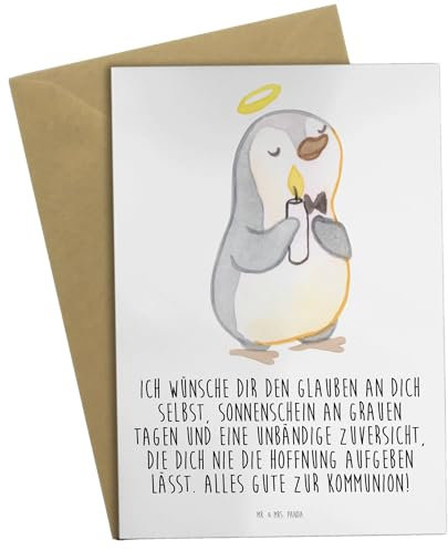 Mr. & Mrs. Panda Grußkarte Pinguin Kommunion - Geschenk, Einladungskarte, Kommunion Geschenk, Sonnenschein, Klappkarte, Jugendweihe, Ansichtskarten,