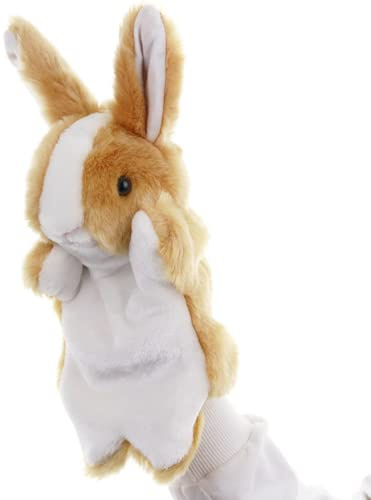 Bunny Hand Puppets Rabbit Plush Animals Toys for Kids Imaginative Pretend Play Storytelling (Brown)
