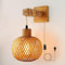 KZT Wandlampe mit Stecker Rattan Dimmbar Hängelampe Nachttischlampe mit E27 Glühbirne,450cm Kabel hängelampe mit stecker Rattan Bambus Lampenschirm für Schlafzimmer Wohnzimmer Flur.
