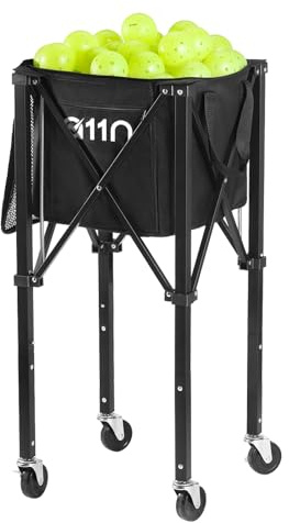 A11N Tragbarer Ball-Caddy – Pickleball Hopper für 100 Bälle – Tennisballwagen mit Rollen für Training/Unterricht – Leichter Ballkorb mit mehreren Taschen zur Aufbewahrung