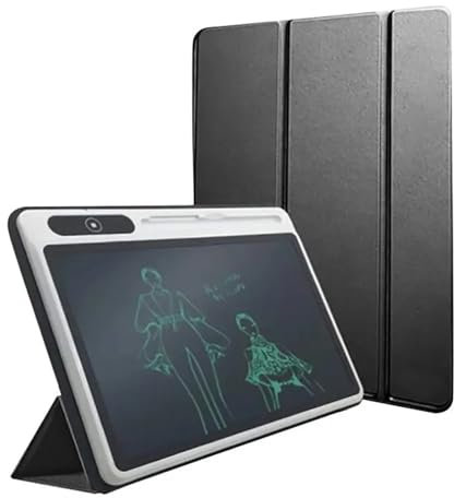 Tableta LCD empresarial de 10,1 pulgadas con lápiz óptico de acero inoxidable y función de bloqueo de pantalla inteligente, adecuada para niños, estudiantes y empresarios,Black