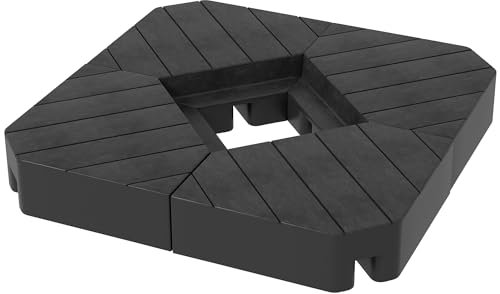 Outsunny Lot de 4 Dalles de Parasol Poids de lestage carré pour parasols déportés Pieds Croix - à remplir d'eau ou de Sable jusqu'à 60/80 kg - Noir