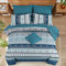WONGS BEDDING Bohemian King Size Duvet Cover Set Navy Blue Colorful Boho Striped Bedding Set with 2 Pillowcases Soft Microfiber Moroccan Quilt Cover 220x230cm