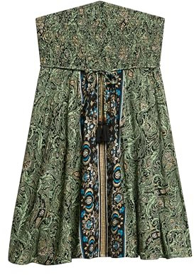 Superdry Damen Bandeau-Kleid Blatt Grünes Paisley-Muster 36