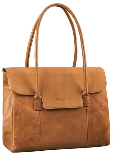 STILORD 'Carrie' Handtasche Shopper Damen Leder Umhängetasche Groß Bowling Bag Handtasche Hobo Bag Tote Tasche Schultertasche für Frauen Vintage Echtleder, Farbe:tropica - braun