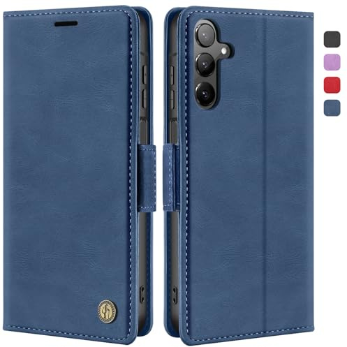 ivencase Handyhülle für Samsung Galaxy A16 5G/4G Hülle mit Schutzfolie, Stoßfest [Kartenfach Klappbar Standfunktion] Flip Wallet Cover Lederhülle Case für Samsung A16 4G/5G Hülle Blau