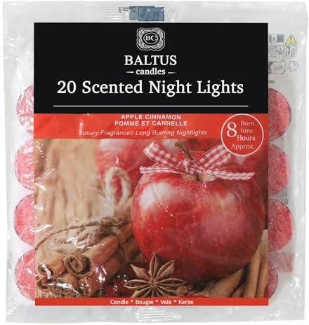 Duft-Teelichter, Apfel-Zimt, 8 Stunden Brenndauer, 20 Stück Baltus