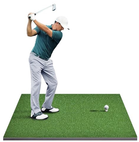 5x5ft Hitting Training Matt, Wider Golf Turf Practice Mat for Outdoor & Indoor Training Thicken Golf Hitting Training Matt Golf Artificial Turf Practice Mat with Rubber Tees with 8 Golf Balls