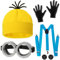 YushengTai 5 Stück Karneval Kostüm Set für Cosplay, Film Kostüm mit Steampunk Brille Gelbe Mütze Schwarze Handschuhe, Karneval Kostüm Set Cosplay Gelbe Filmfiguren für Erwachsene Kinder