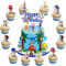 19 PCS Hedgehog Figures Hedgehog Cake Toppers, Happy Birthday Cupcake Toppers with Exquisite Character Figurines Perfect for Boys Birthday Parties and Celebrations Decorations