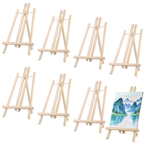 MUKSEUT 8 PCS 40 x 24 cm Table Easels for Painting, Adjustable Wooden Tabletop Easel Stand, Canvas Holder Wood Display Easel for Paintings, Drawings, Framed Photos, Signs