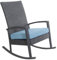 Ogarden Schaukelstuhl Rocking Chair, Aluminium Poly Rattan Outdoor Schaukelstuhl, Schaukelsessel mit Kissen, für Garten, Terrasse, Balkon, Relaxsessel Gartenstuhl (Schwarz - Blau Kissen)