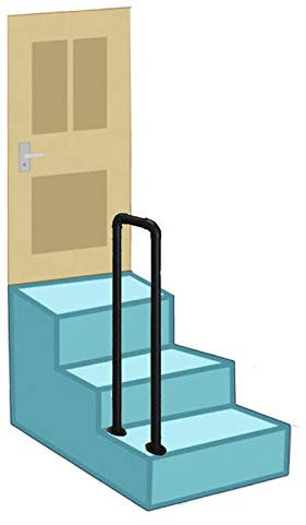 Barandilla antideslizante de hierro forjado en forma de U para exteriores para ancianos y niños, barra de apoyo ajustable de 50 a 100 cm, ideal para peldaños de puerta delantera, 95 cm de longitud
