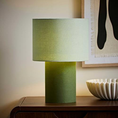 ValueLights | Bobby Green Colour Clash Duo Fabric Table Lamp and Bulb | Table Lamp, Home Décor & Improvement Essential