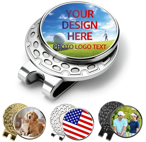 Gloryage Custom Golf Ball Marker Hat Clip, Personalised Magnetic Ball Markers with Photo Logo Name, Premium Golf Accessories Gifts for Men Women Golfers