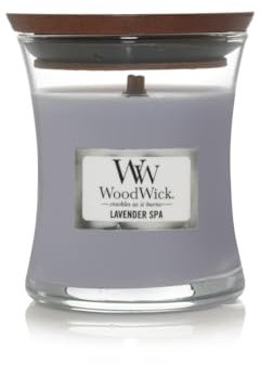 Woodwick Lavender Spa Duftkerze im Glas, Wachs, Violett, 7 x 7 x 8 cm, 85