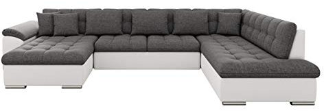 Mirjan24 Eckcouch Ecksofa Niko Bis, Design Sofa Couch mit Schlaffunktion und Bettkasten U-Sofa Farbauswahl Wohnlandschaft vom Hersteller (Ecksofa Links, Soft 017 + Lux 06)