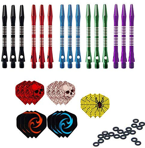ToBeIT 15 Stücke Alumium Dart Shaft - Metall Darts Shafts Dartschäfte Fuer Soft Dartpfeile und Steel Dartpfeile (bunt)