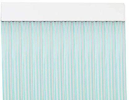 MERCURY TEXTIL Cortina para Puerta Tiras PVC 210x90cm,Cortina para Puerta Exterior (Transparente+Filo Verde P7)