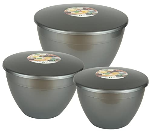 Just Pudding Basins 3 Larger Silver Pudding Basin Bowl Sizes and Lids in 1 Set, 1x 1.5pt (850ml), 1x 2pt (1.14lt), 1x 3pt (1.71lt)