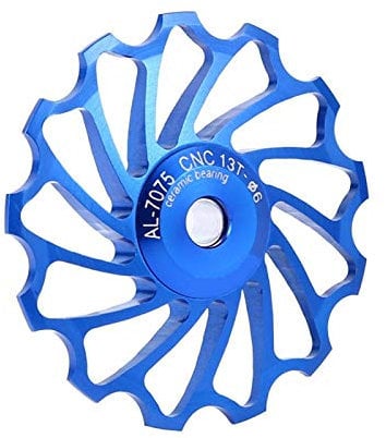 2 Pcs Schaltwerk Riemenscheibe Aluminium Führungsrad Schaltwerk Riemenscheibe für Rennrad(13T-Blau)