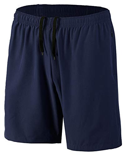 Herren Sport Shorts Schnell Trocknend Kurze Hosen mit Reißverschlusstaschen (Marine 4XL)