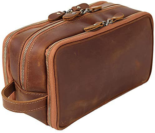 Personalisierte Leder-Kulturtasche für Herren, Reise-Rasier-Set, große Kosmetiktasche, Toilettenartikel, Badezimmer-Organizer
