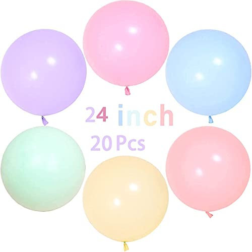 yuechen 20Pcs Großer Ballons,24 Zoll Grosse Luftballons Bunt,für Foto-Aufnahmen/Geburtstag/Hochzeitsfest/Festival/Event/Karnevals-Dekorationen(Multicolor)