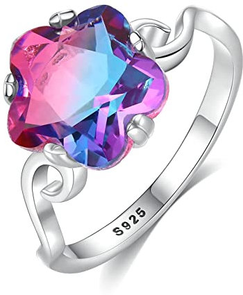 Musihy Promise Ring, S925 Ring Zirkonia Im Blumenschliff Silber Ringgröße 60 (19.1)