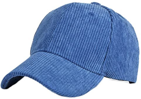 GIBZ Unisex Klassische Baseballkappe, Cord Mütze Verstellbar mit Gebogener Krempe, Baseballcap für Outdoor Sport, Blau