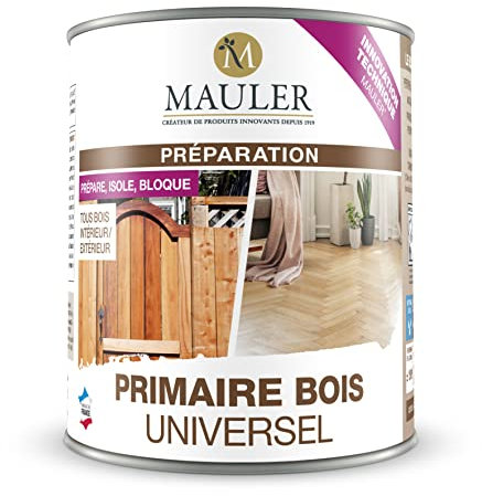 MAULER - Sous Couche Bois - Primaire Bois Universel - Aspect Incolore - Sous-Couche pour Intérieur et Extérieur - Tout Type de Surface… (5L)