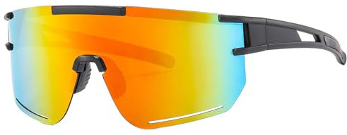 Ruikdly Schnelle Brille Rave Fahrrad Sonnenbrille Herren Rennrad Brille Sport Sonnenbrille Cycling Glasses mit Verstellbarem Bügel UV400 Schutzbrille für Herren Damen Radfahren Laufen Golf Ski