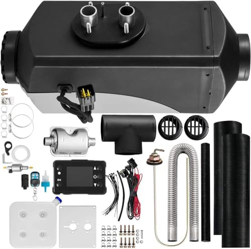 HACLEN 8kW Calentador De Aire Diesel Silenciador CalefaccióN Estacionaria Control Remoto De 24 V Calentador De Estacionamiento con Interruptor LCD para Automóviles Camiones Casas-8KW-12V