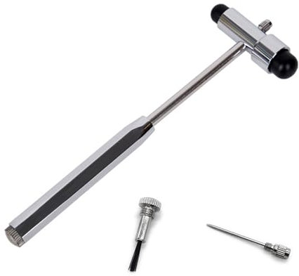 Trömner Neurologischer Reflexhammer mit Eingebautem Pinsel,Neuro Reflexhammer mit Doppel-Kunststoffkopf,Perkussions-Reflexhammer,Multifunktionaler Neurologischer Reflexdiagnosehammer,Schwarz