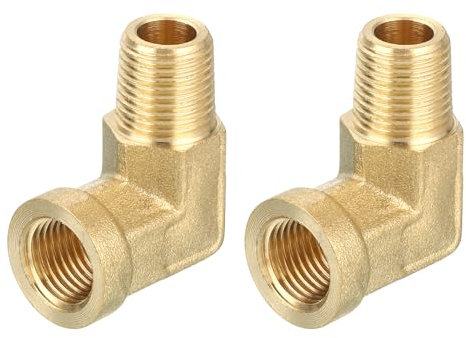 QUARKZMAN Raccord de Tuyau en Laiton 90 Degrés Coude de Rue en Laiton 1/8 NPT Connecteur de Tuyau pour Gaz, Air, Huile, Propane, 2Pcs