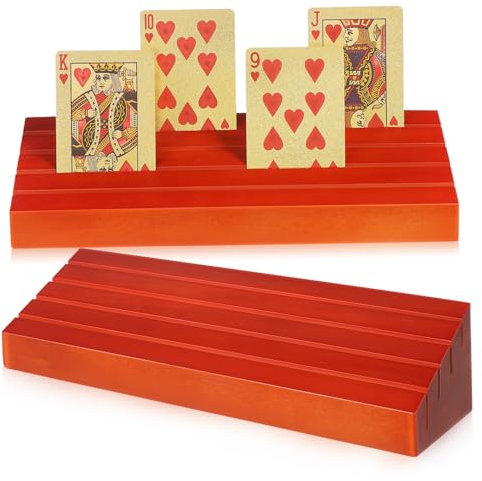 GARVALON 2st Spielkartensockel Aus Holz Kartendeckhalter Spielkarten Stehen Kartenfach Spielkartenhalter Spielkarten-Organizer Spielkartenständer Ablagegestelle Für Spielkarten Kiefernholz