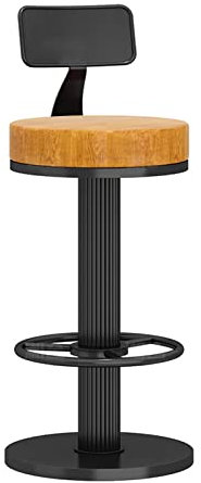 Barhocker, Barhocker mit schmiedeeiserner Rückenlehne, runde Barstühle aus Holz, 360 ° drehbarer und höhenverstellbarer Familien-Esszimmerstuhl für Restaurants, Bistros Safehappy To pursue happiness