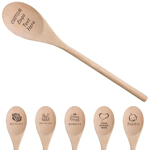 Cucharas De Madera Personalizadas, Cuchara de Cocina de Madera Personalizada, Cuchara de Madera Grabada con Láser, Utensilios de Cocina de Madera, Regalos para Hornear