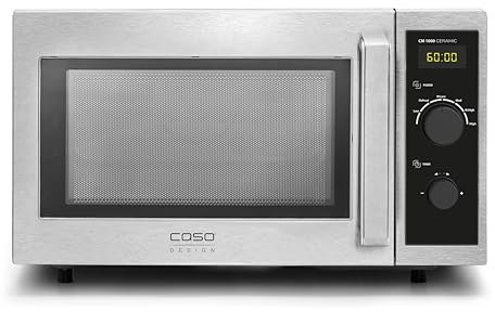 CASO CM1000 Ceramic, forno a microonde per ristorazione professionale, forno a microonde 1000 Watt, 25 litri, 6 livelli di potenza, fondo Casotek, timer fino a 60 minuti