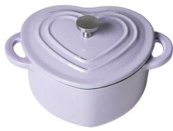 YLFFFZXK Cocotte en Fonte émaillée avec Couvercle, cocotte en Fonte émaillée, cocotte en Fonte émaillée en Forme de cœur, Violet