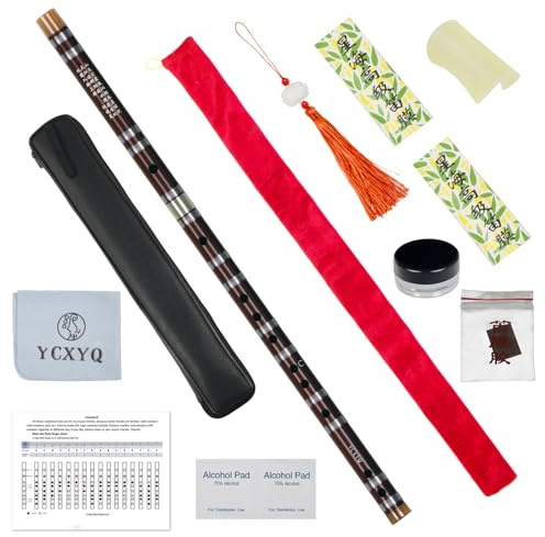 YCXYQ C Key - Bamboo Flute Professional Bitter Bamboo Dizi Handmade Traditional Chinese Musical Instrument Suitable for Beginners