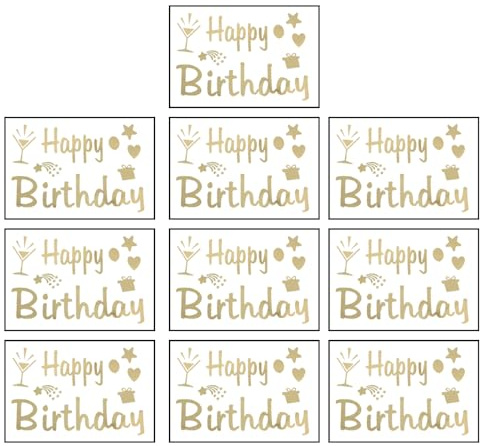 Laroal 10 Packungen mit Happy Birthday-Aufklebern, Selbstklebende Party-Buchstabenaufkleber, Ballon- und Weinglas-Aufkleber