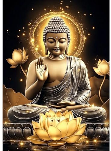 TOSTOG Diamond Painting Kit Adulte,Diamant Painting Images Ronde Diamond Peinture Diamant Adulte,Statues de Bouddha 5D DIY Cristal Débutant Art Set pour Décoration Murale Maison 30x40cm