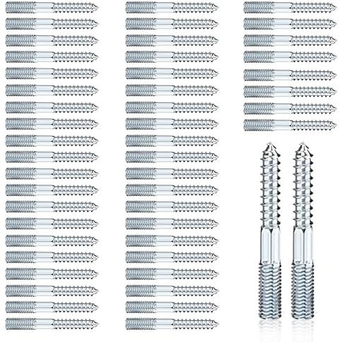 50 Stück Stockschrauben M8 x 60 mm: Torx Stockschrauben | Schraubstifte aus verzinktem Stahl, Doppelgewindeschrauben für Rohrschellen, Möbelmontage, Holzgelenke und Möbelbeine