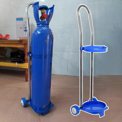 CAFIEDR Sauerstofftherapie-Einzelflaschen-Sackkarre ohne Gasflasche, Leichtgewichtiger Rollhalter-Sauerstoff-Lagerständer, Haushaltstankgestell, für Stickstoff-Propan(H 110cm(43 1/4)