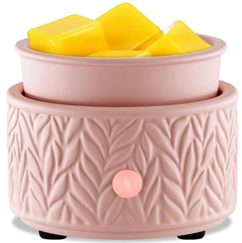 Electric Wax Melt Burner - Oil Burner Scented Melter Candle Warmer Burner, Ceramic 4-in-1 Wax Melts Warmer for Home Office Bedroom Aromatherapy Gift and Decor (Pink)